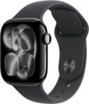 Apple Watch Series 11 GPS 42mm Smartwatch with Jet Black Aluminium Case, Black Sport Band S/M – Fitness Tracker, Sleep Score, Always-On Display