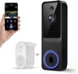 Smart Wireless Video Doorbell Camera with HD 1080P, Two-Way Audio, Night Vision, Motion Detection, App Control, Battery Powered Security Doorbell for Home
