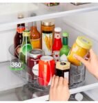 Lazy Susan Turntable Organizer for Fridge – 360° Rotating Spice Rack, Clear PET Kitchen Cabinet & Pantry Organizer (33 x 7.5 cm)
