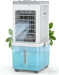 12L Portable Air Cooler Fan – Quiet Evaporative Air Conditioner with 3 Speeds, 120° Oscillation, Low Energy Cooling, Wheels for Easy Movement, Ideal for Home, Office & Bedroom