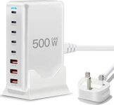 USB C Charger 500W 8 Port GaN3 USB C Charging Station Compatible with Laptop,ipad, iPhone 16/15/14/13/12/11 Pro Max Smart Fast Charger Pixel Note MacBook Pro/Air USB Charger