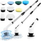 Cordless Electric Spin Scrubber with 8 Replaceable Brush Heads, Adjustable Detachable Handle – Powerful Cleaning Brush for Bathroom, Kitchen & Tiles