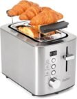 2 Slice Stainless Steel Toaster with LED Countdown Timer, 6 Browning Settings, Warming Rack & Removable Crumb Tray, Defrost/Reheat/Cancel Functions