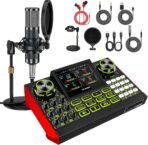 Tenlamp Podcast Equipment Bundle with Live Sound Card Audio Mixer, 3.5mm Microphone Kit for PC & Phone – All-in-One Soundboard for Streaming, Recording, Singing & Content Creation