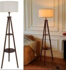 🪔 Tripod Floor Lamp with Shelf (Vintage Walnut)