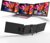 Grazz 14” Triple Laptop Screen Extender – FHD 1080P IPS Portable Dual Monitor Attachment, 180° Rotation, Plug & Play for 13–17” Laptops, Compatible with Windows, Mac, Android