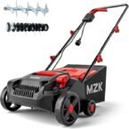 MZK 33cm Electric Lawn Scarifier & Aerator 2-in-1, 13 Amp Powerful Motor, 4 Adjustable Depth Settings, Lightweight Design with 30L Grass Collection Bag for Small to Medium Lawn