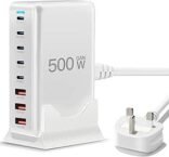USB C Charger 500W 8 Port GaN3 USB C Charging Station Compatible with Laptop,ipad, iPhone 16/15/14/13/12/11 Pro Max Smart Fast Charger Pixel Note MacBook Pro/Air USB Charger
