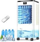 Portable Air Conditioner, 4-in-1 Evaporative Air Cooler with 3 Speeds and 120°Oscillation, 8L Large Water Tank, 45dB Quiet Cooling Fan, Energy-Saving Portable AC with Wheels for Home, Office, Bedroom