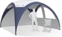 Aoxun Dome Shelter with Sides, Camping Gazebo for Outdoor Events Shelter, Portable Steel Pole Shelters, Tent with Travel Bag& 4 Stable Feet, Waterproof 4000mm, UPF50+