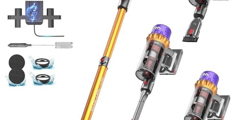AlloyMove Stick Cordless Vacuum Cleaner, 80Min/50Kpa/550W Vacuum Cleaner for Home with Wall-Mount Charging Station&Anti-Tangle, Rechargeable Lightweight Vacuum Cleaners for Pet Hair/Carpet/Floor